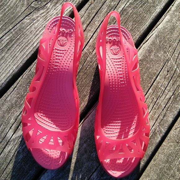 Crocs Pink Jelly Adrina Mini Wedge Sandals - Picture 2 of 7